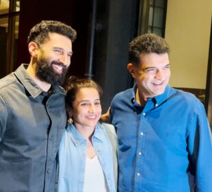 Vidya Balan, Siddharth Roy Kapur and Aditya Roy Kapur Spotted At Excel Office