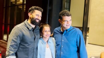 Vidya Balan, Siddharth Roy Kapur and Aditya Roy Kapur Spotted At Excel Office