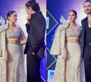 Sunny Leone with husband at Grace The IWMBuzz Digital Awards Season 7